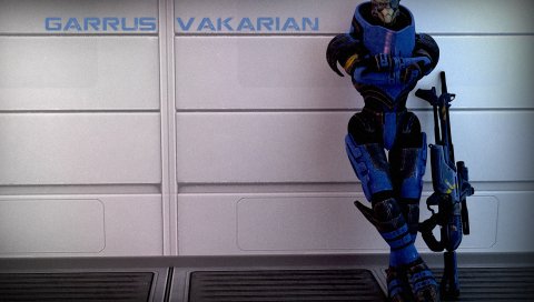 Массовый эффект, garrus vakarian, wall, gun, name, relax