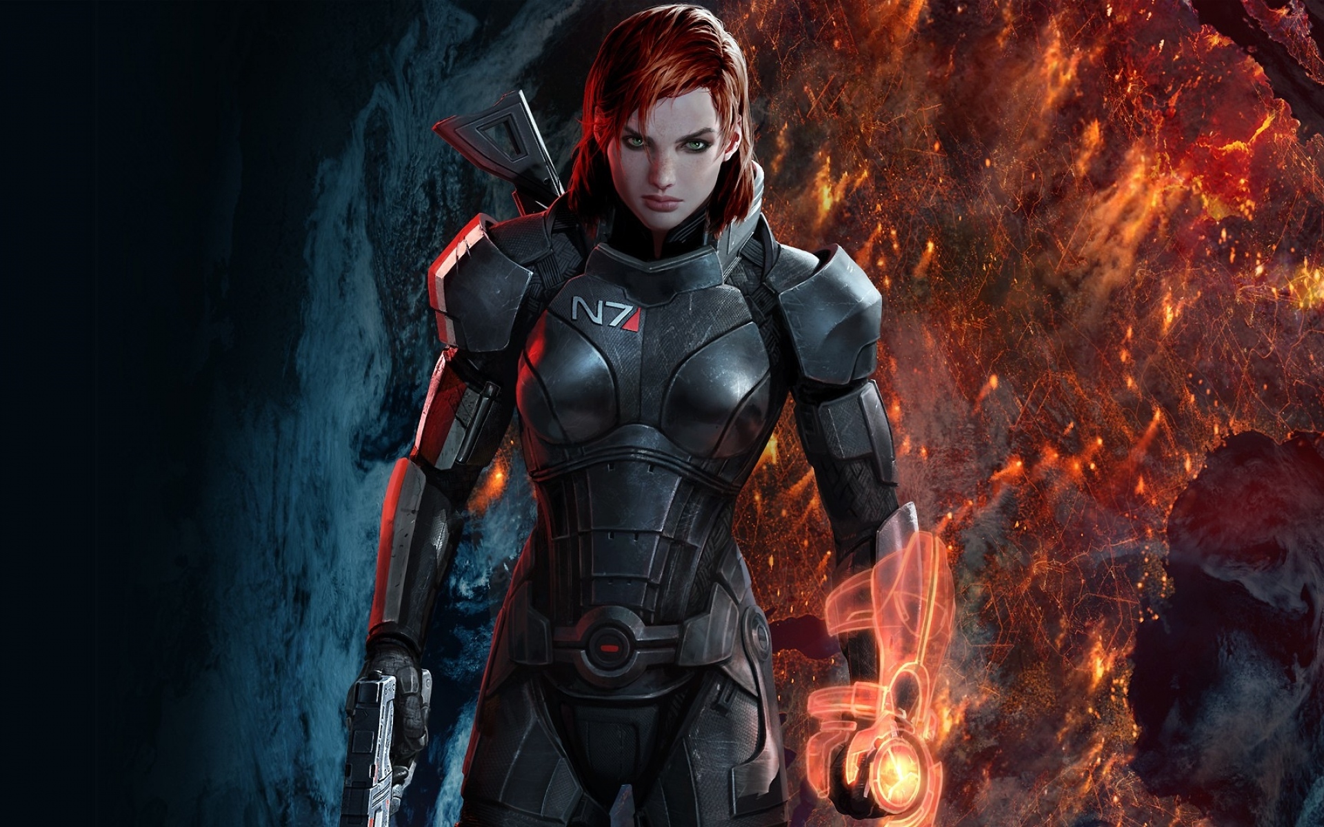 Картинки Массовый эффект, shepard, женщина, графика, пистолет фото и обои на рабочий стол