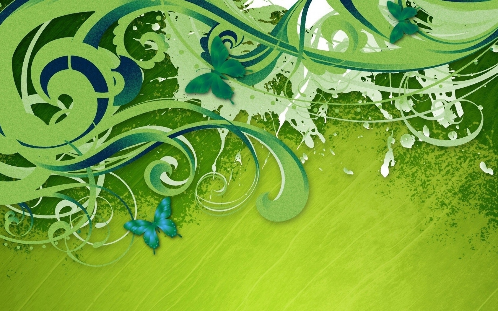 Картинки Кудри, зеленый фон, краска, полосы, бабочки фото и обои на рабочий стол