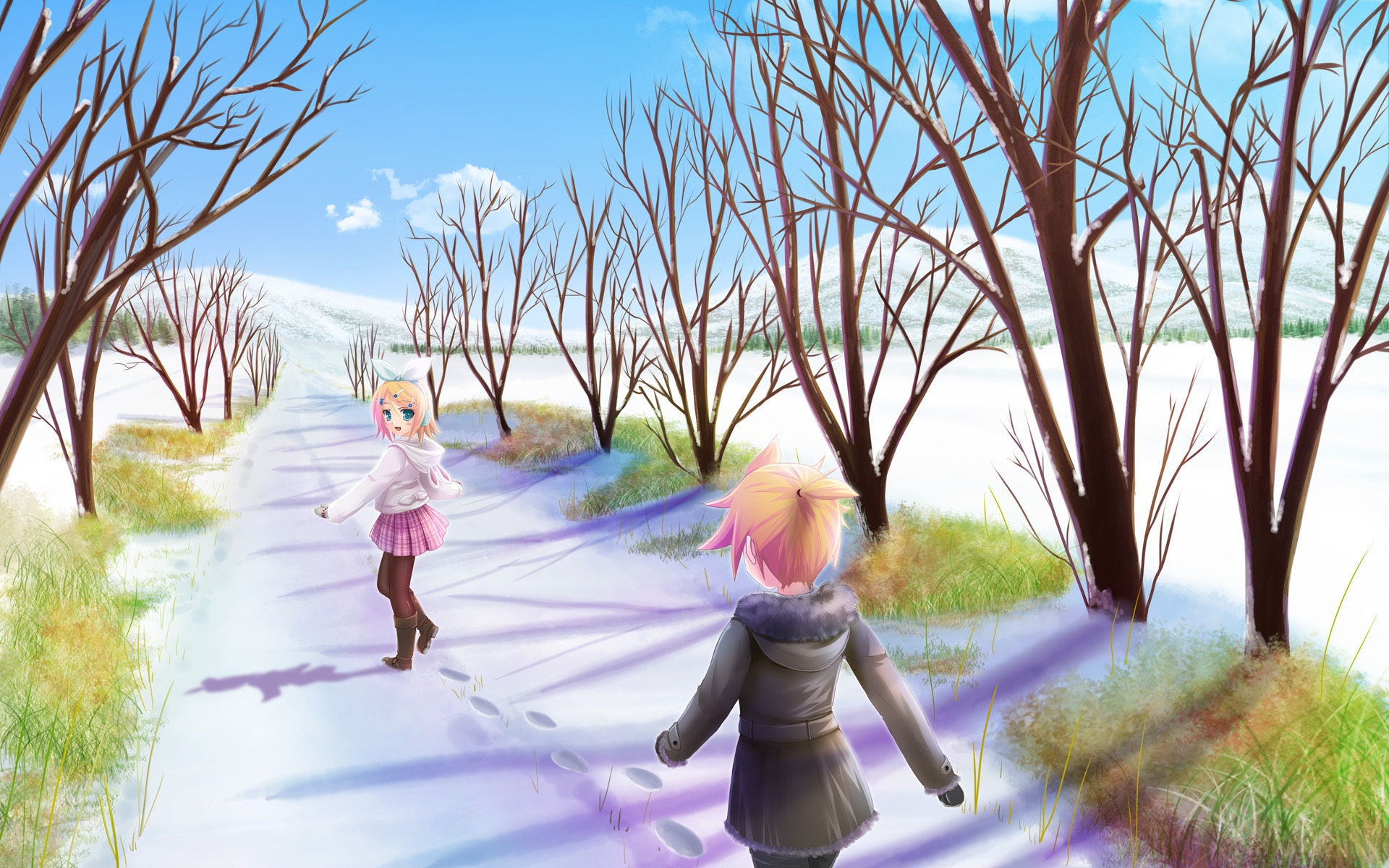 Картинки Девушки, прогулки, снег, солнце, радость фото и обои на рабочий стол