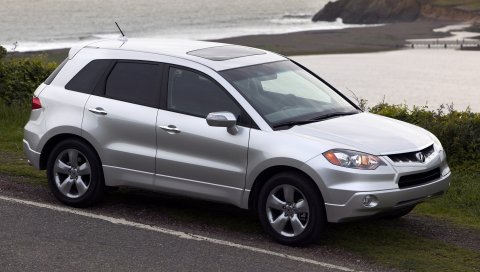 Acura, rdx, серебристый металлик, вид сбоку, стиль, автомобили, природа, вода, трава, асфальт