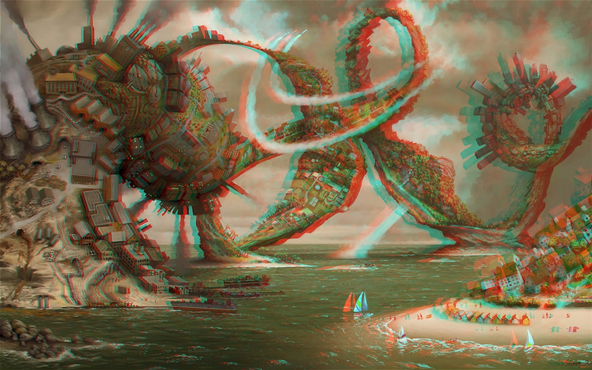 Картинки 3d, графика, взрыв, катаклизм, конец света фото и обои на рабочий стол