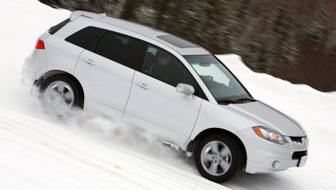 Acura, rdx, белый, джип, вид сбоку, скорость, автомобили, снег, лес