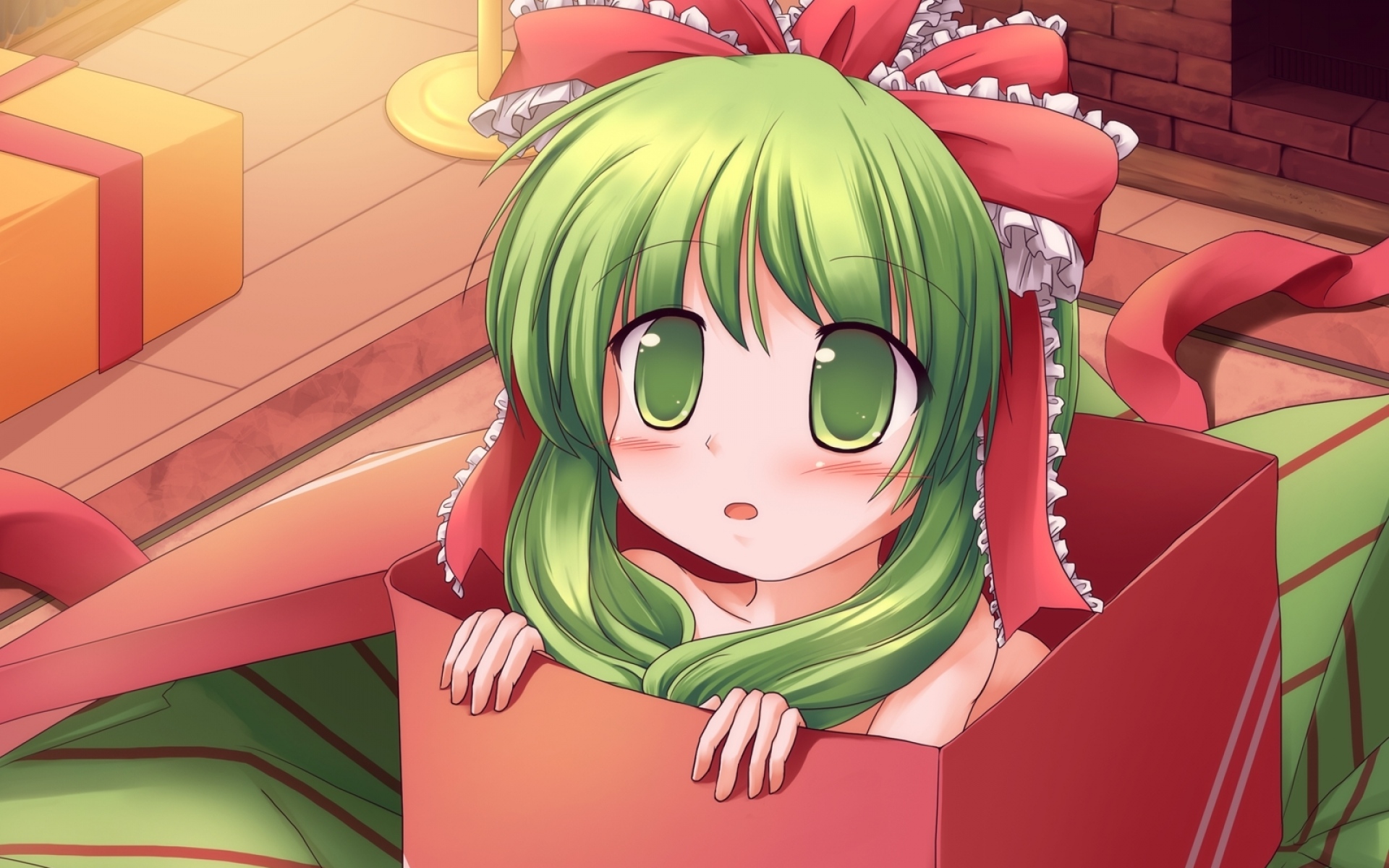 Картинки Аниме, девушка, подарок, надежда, лук фото и обои на рабочий стол