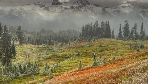Горы, мороз, туман