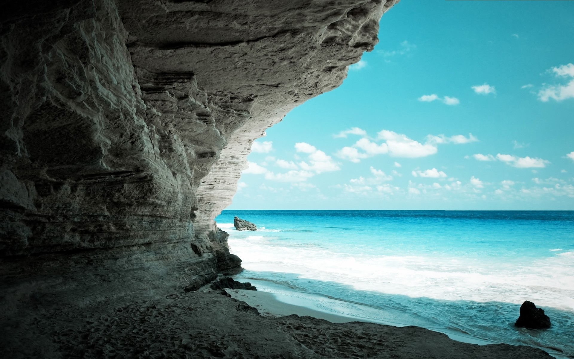 Картинки Пещера, море, побережье, скала, рай фото и обои на рабочий стол