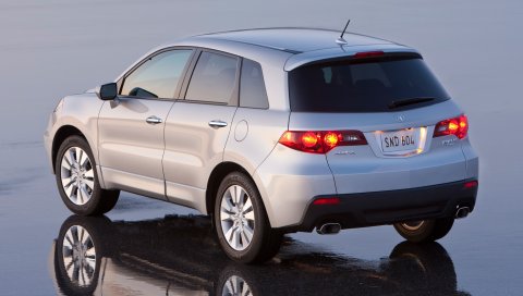 Acura, rdx, металлическое серебро, джип, вид сзади, авто, мокрый асфальт, отражение