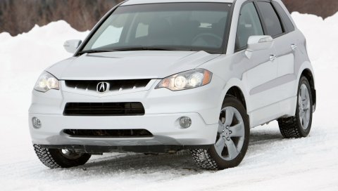 Acura, rdx, белый, джип, вид спереди, автомобиль, лес, снег