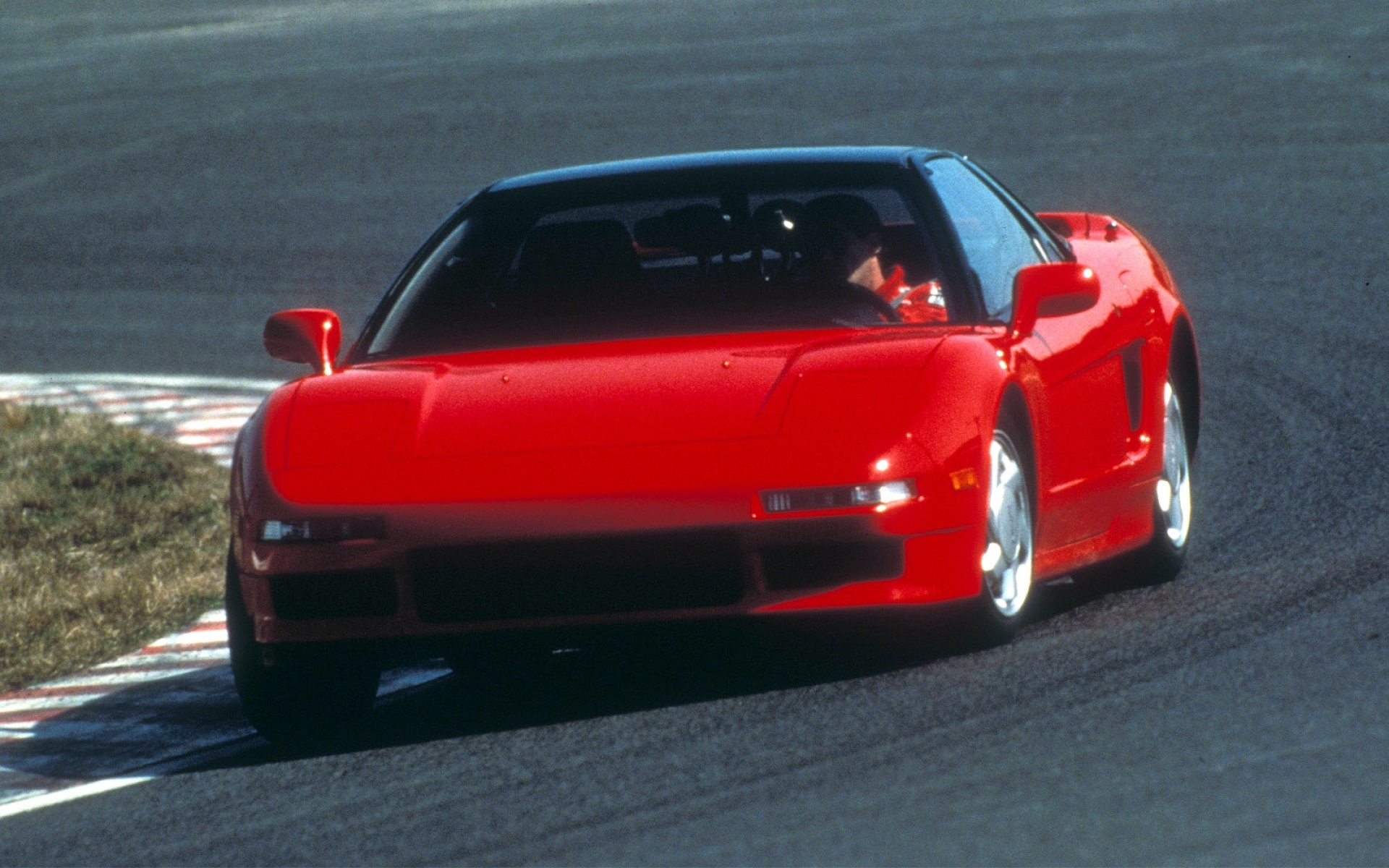 Картинки Acura, nsx, prototype, 1989, красный, вид спереди, спорт, стиль, автомобили, дорога, поворот фото и обои на рабочий стол