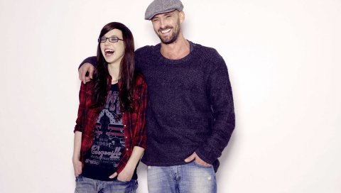 Stefanie heinzmann, джентльмен, девушка, очки, улыбка