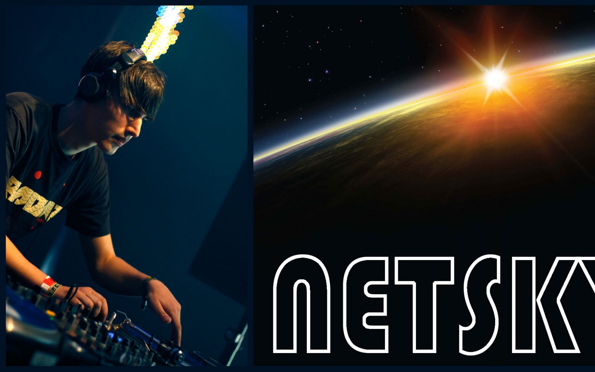 Картинки Netsky, человек, земля, солнце, космос фото и обои на рабочий стол