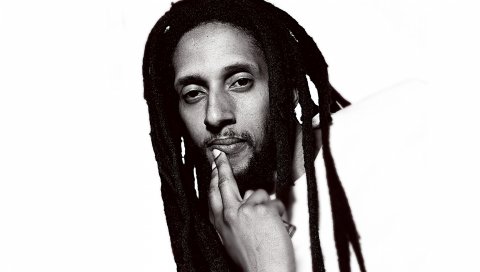 Julian marley, dreadlocks, face, look, hand