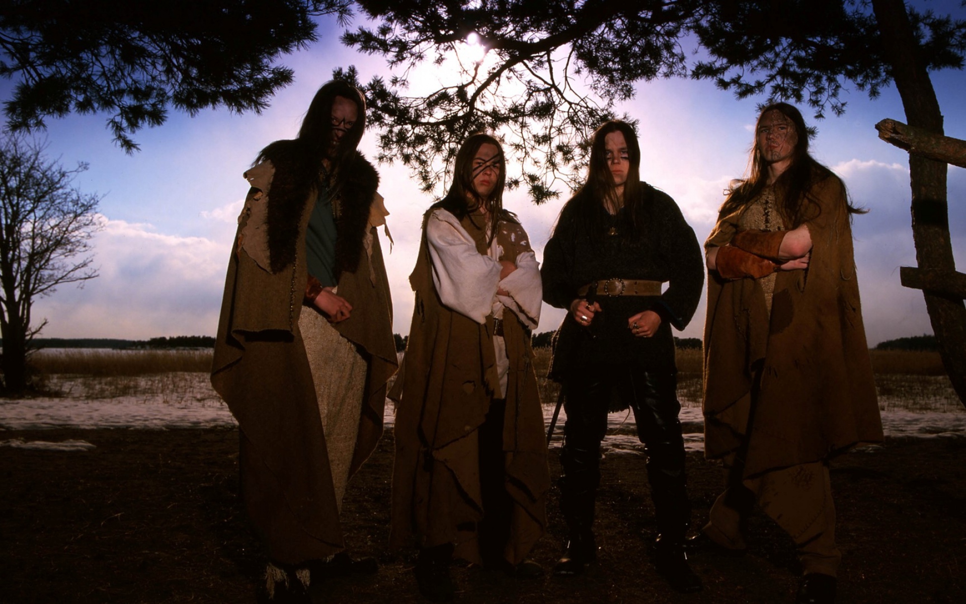 Картинки Ensiferum, группа, изображение, небо, деревья фото и обои на рабочий стол