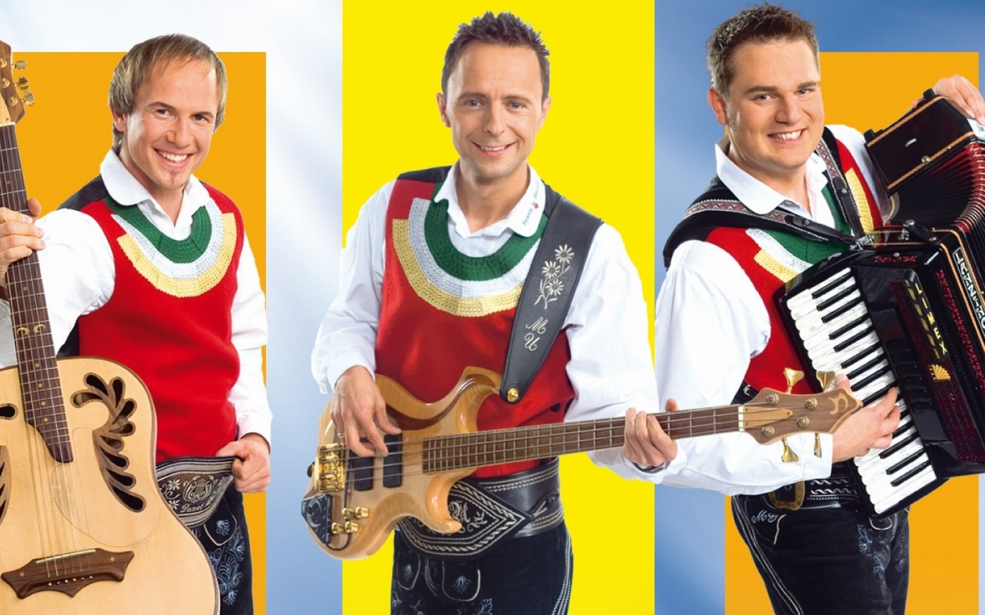 Картинки Die jungen zillertaler, группа, костюмы, гитара, улыбка фото и обои на рабочий стол