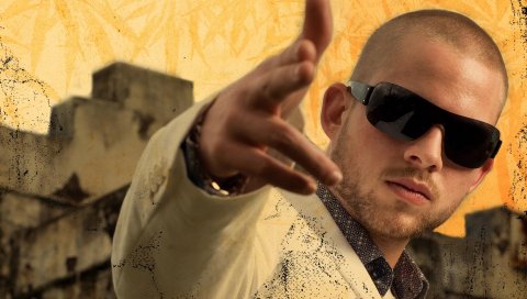 Collie buddz, рука, очки, костюм, графика