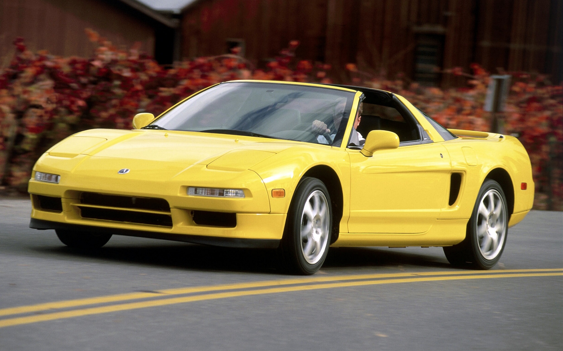 Картинки Acura, nsx-t, желтый, вид спереди, спорт, кабриолет, стиль, автомобили, скорость фото и обои на рабочий стол