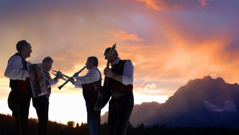 Alpenspektakel, группа, гора, закат, небо