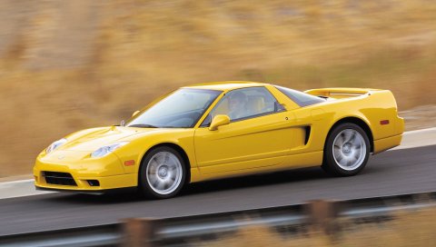 Acura, nsx, желтый, стиль, вид сбоку, спорт, автомобили, скорость, дорога, краска