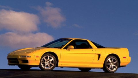 Acura, nsx-t, желтый, вид сбоку, стиль, автомобили, небо