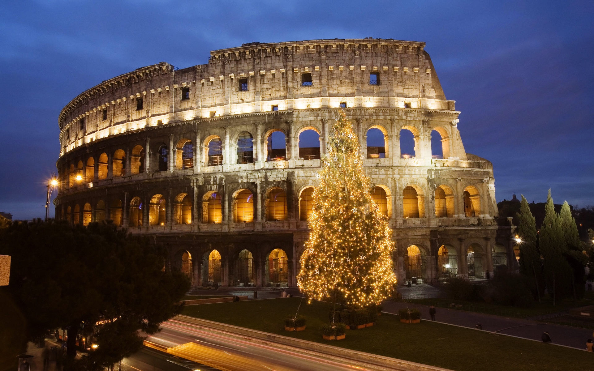 Картинки Colosseum, rome, tree, italy, light, hdr фото и обои на рабочий стол