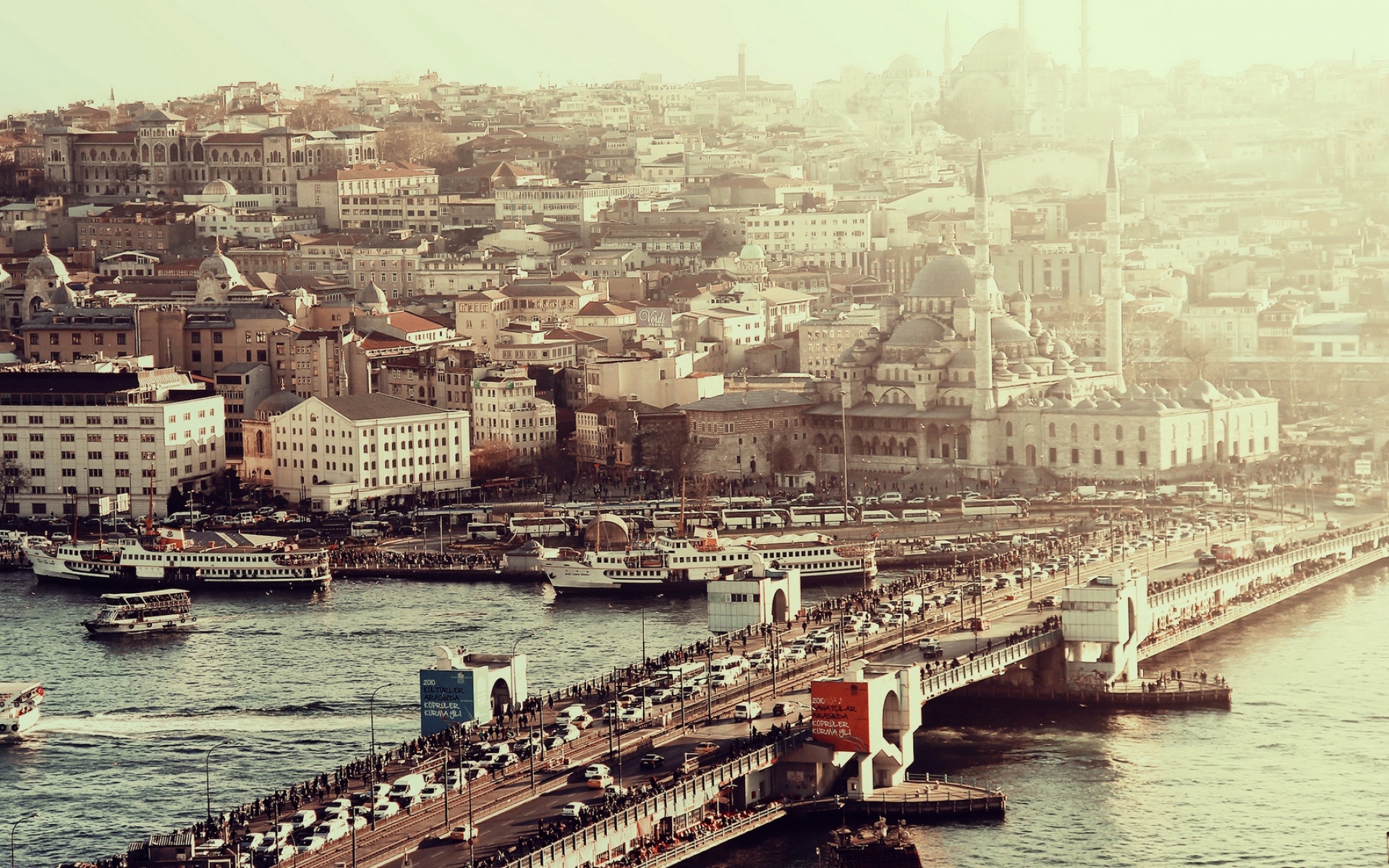 Картинки Дороги, Стамбул, улицы, дома, суета, машины, мост, город фото и обои на рабочий стол
