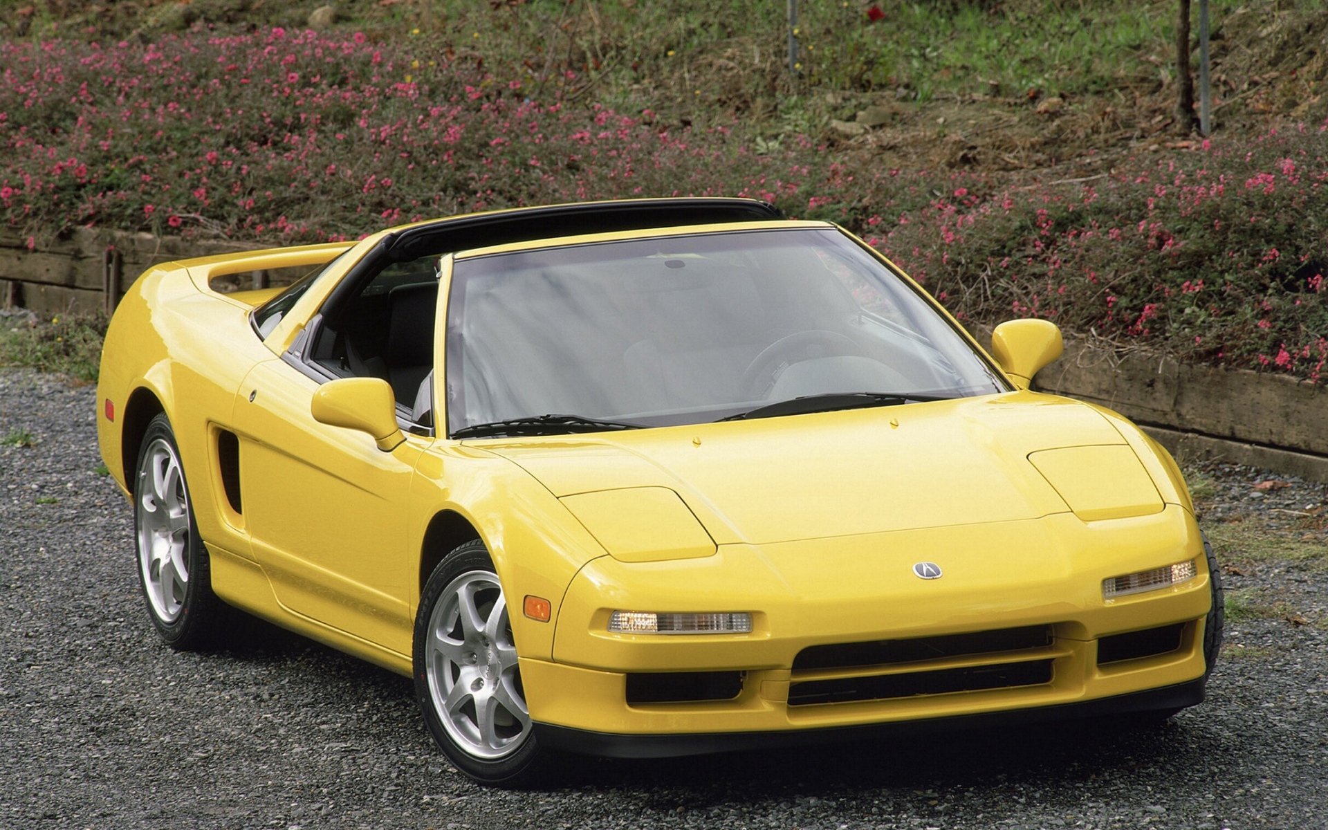 Картинки Acura, nsx-t, желтый, вид спереди, спорт, стиль, автомобили, природа фото и обои на рабочий стол