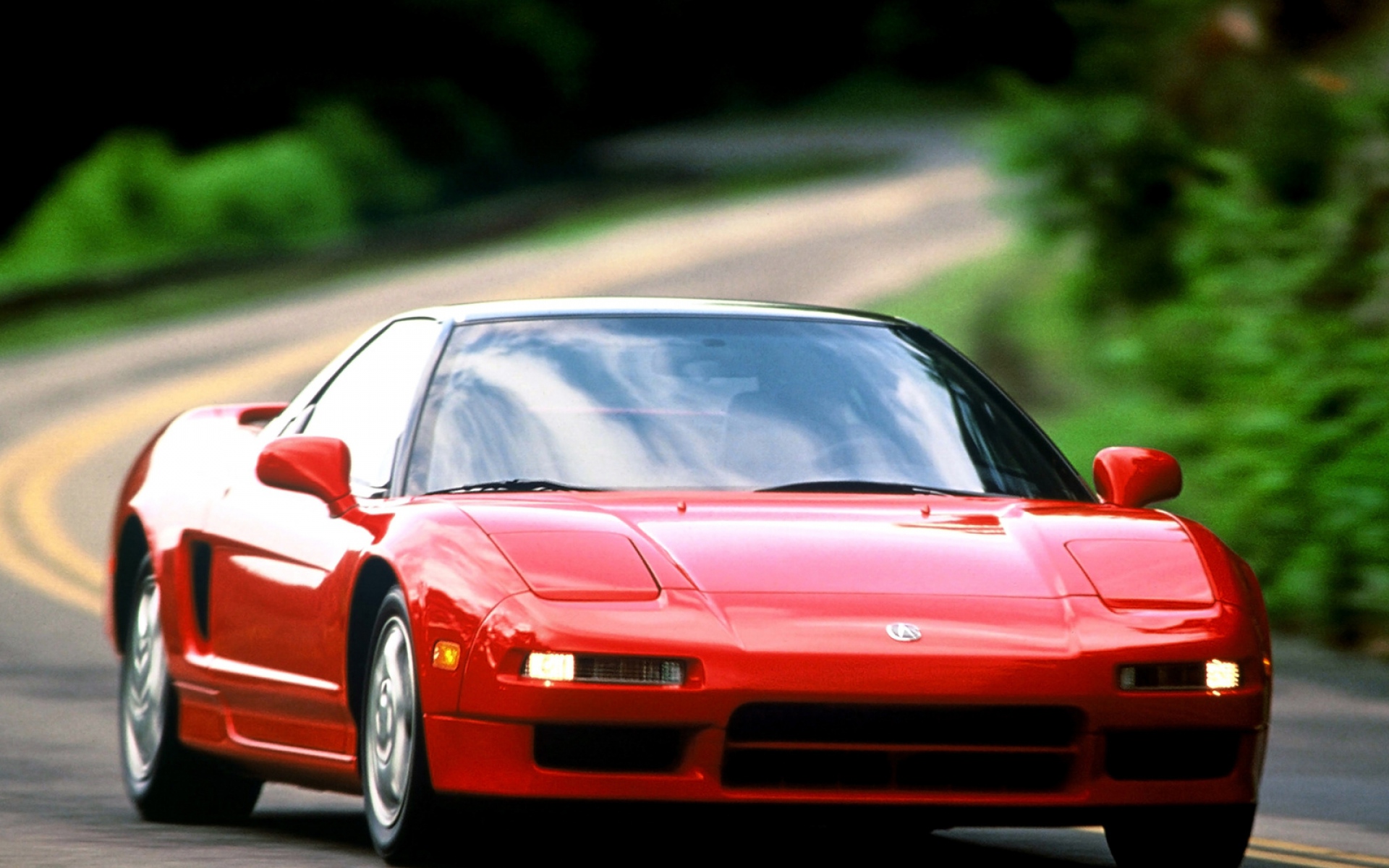 Картинки Acura, nsx, красный, вид спереди, стиль, спорт, дорога, скорость, природа фото и обои на рабочий стол