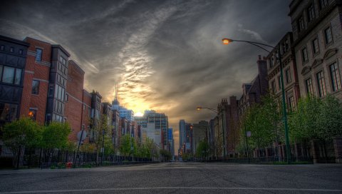 Дом, город, дорога, улица, hdr