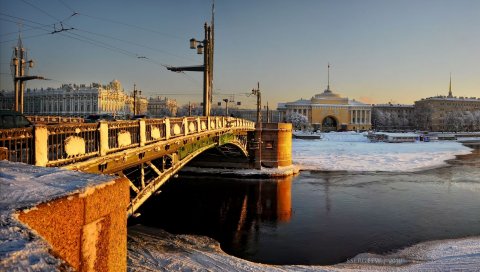 Дворцовый мост, зимний дворец, петербург, адмиралтейство