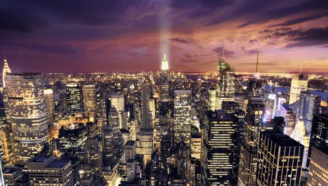 Америка, свет, облака, дома, города, небоскребы, дороги, огни, картинки, небо, ночь
