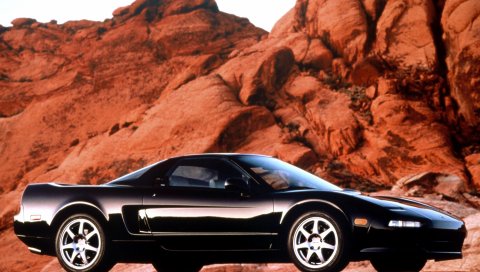 Acura, nsx, черный, спорт, вид сбоку, каньон, автомобиль