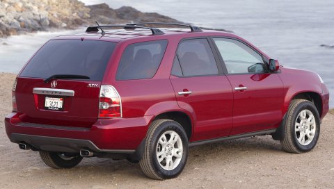 Acura, mdx, вишня, джип, вид сзади, автомобиль, море, природа