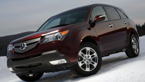 Acura, mdx, вишня, джип, вид спереди, автомобили, снег