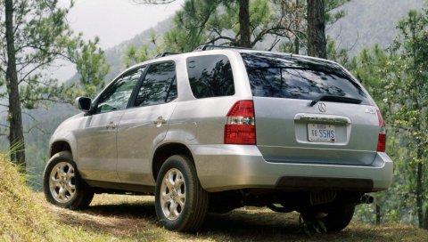 Acura, mdx, серебристый металлик, джип, вид сзади, лес, природа, автомобили
