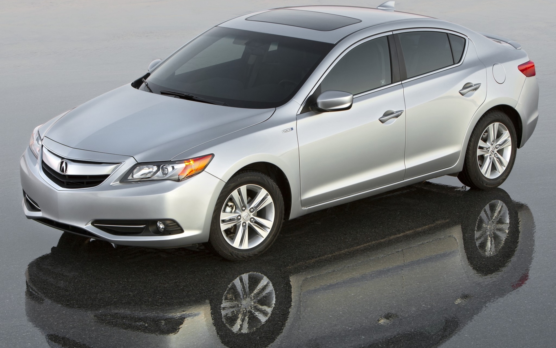 Картинки Acura, ilx, гибрид, серебро, стиль, седан, вид сверху, автомобиль, отражение фото и обои на рабочий стол