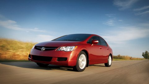 Acura, csx, красный, движение, седан, вид спереди, природа, автомобили
