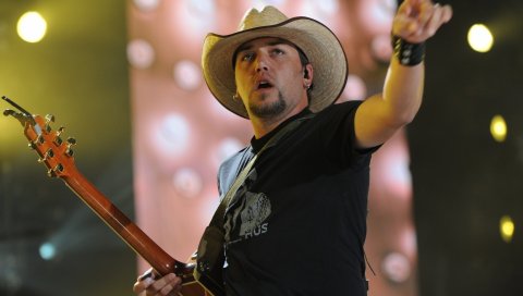Jason aldean, шляпа, гитара, рука, футболка
