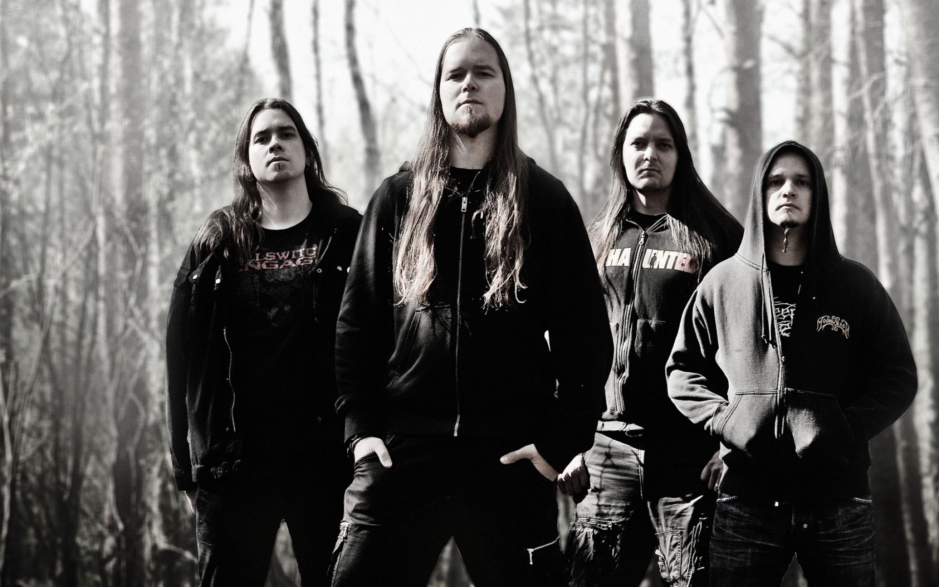 Картинки Insomnium, группа, лес, деревья, волосы фото и обои на рабочий стол