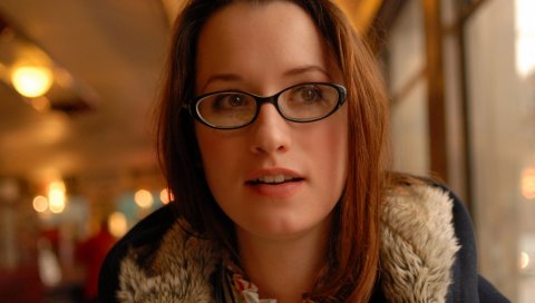 Ingrid michaelson, девушка, лицо, очки, взгляд