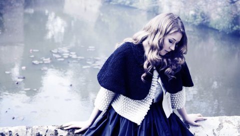 Hayley westenra, девушка, платье, озеро, дневной свет