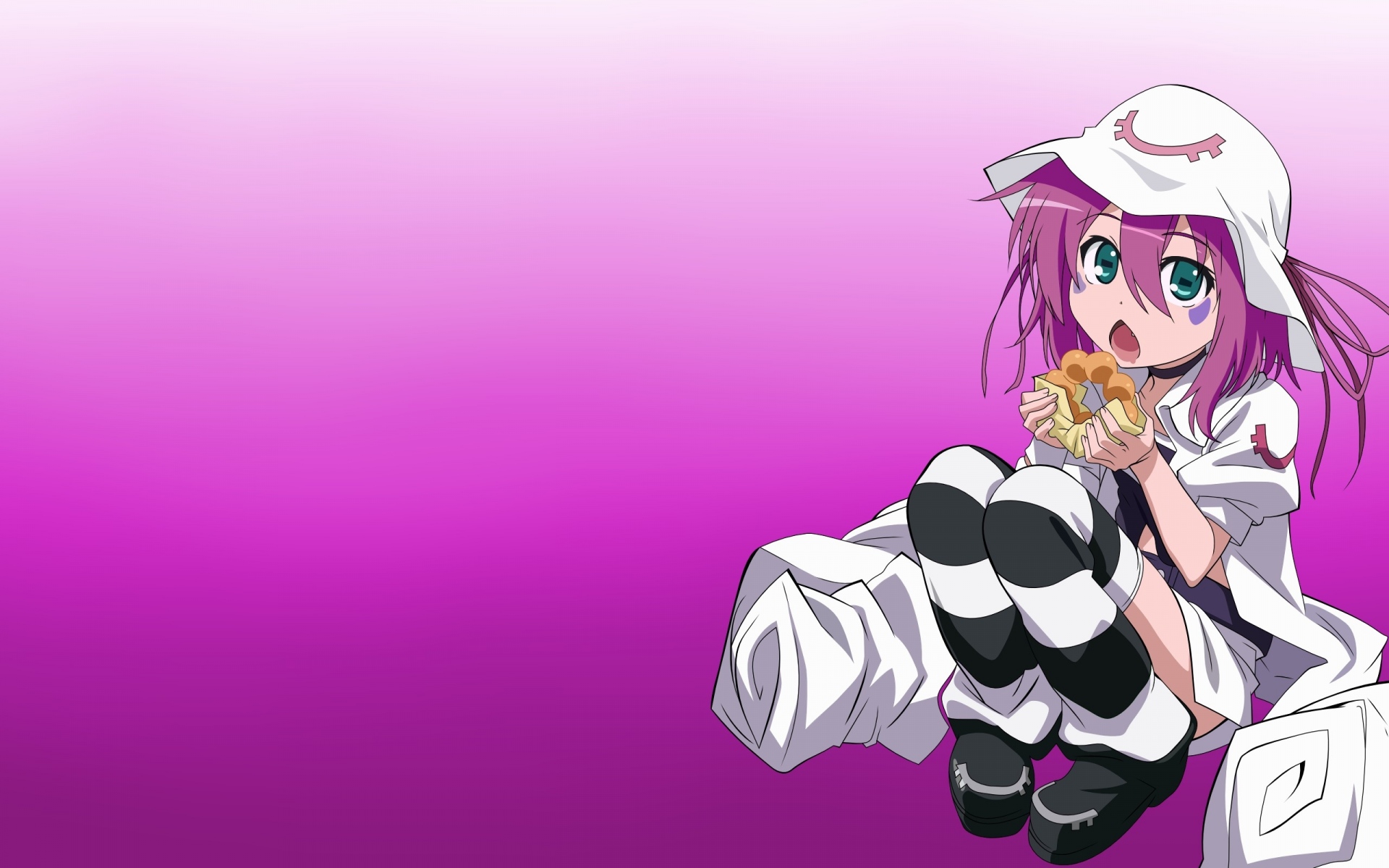 Картинки Аниме, девушка, готовый, прикус, еда фото и обои на рабочий стол