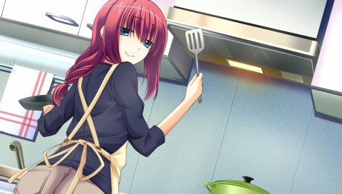 Девушка, шорты, кухня, кулинария, радость