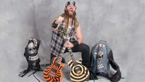 Zakk wylde, гитары, крик, кулак, борода
