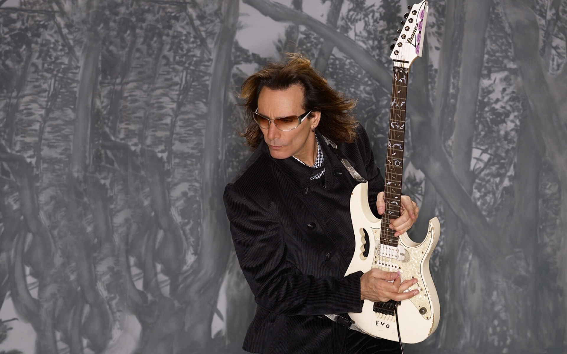 Картинки Steve vai, гитара, очки, фон, графика фото и обои на рабочий стол