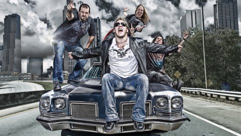 Fozzy, автомобиль, группа, дорога, город, hdr