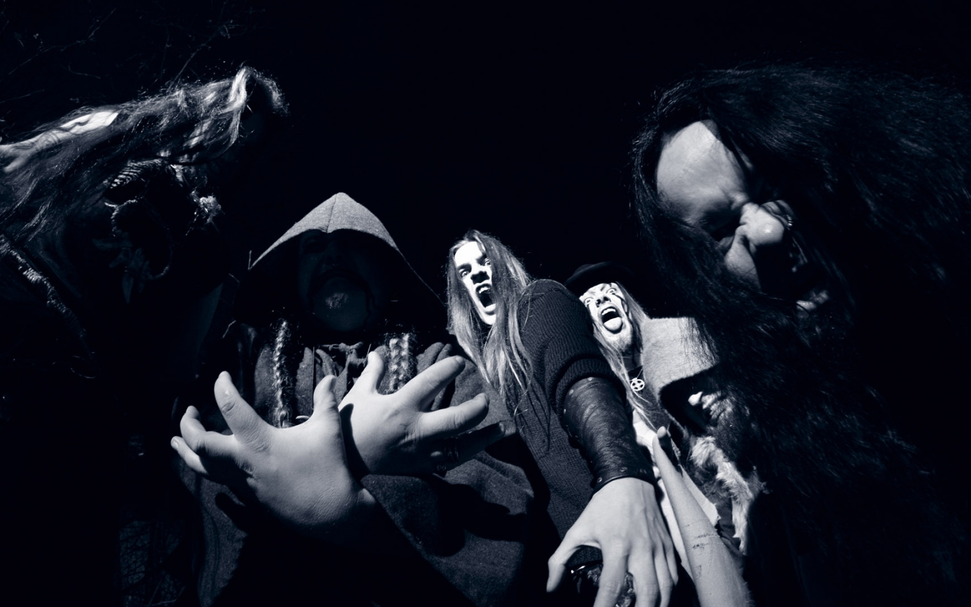 Картинки Finntroll, группа, руки, крик, лица фото и обои на рабочий стол