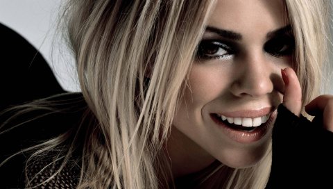 Billie piper, девушка, блондинка, черный, улыбка