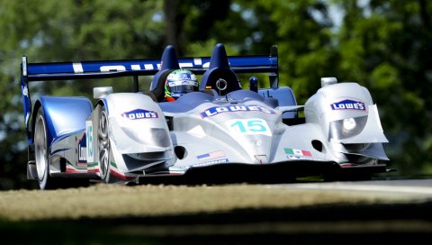Acura, arx-01, болид, белый, синий, вид спереди, трек, спорт, движение, деревья, автомобиль