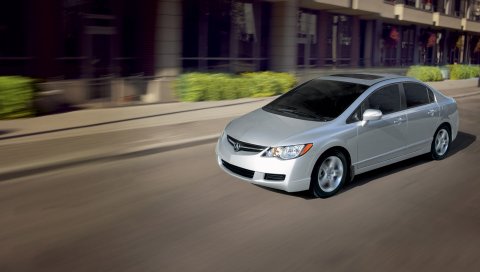 Acura, csx, белый, движение, скорость, вид сбоку, здание, седан, авто