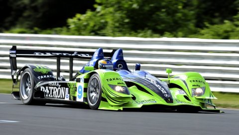 Acura, arx-01, зеленый, синий, движение, спорт, вид сбоку, трек, водитель, ca